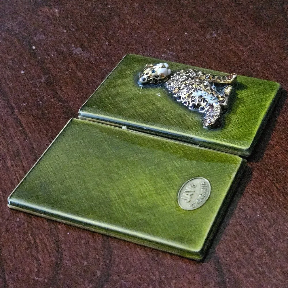 RARE JAY STRONGWATER LEOPARD JUNGLE SAFARI TRAVEL FOLDING CRYSTAL ENAMEL FRAME